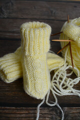 Small baby socks made of soft cotton yarn