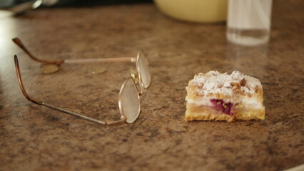 glasses near the pie
