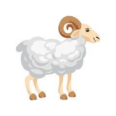 Ram cartoon vector illustration. Sheep on white background