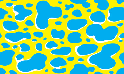 cow texture pattern repeated seamless blue white and yellow spot skin fur print
