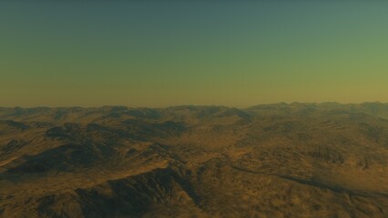Exoplanet fantastic landscape. Beautiful views of the mountains and sky with unexplored planets. 3D illustration.
