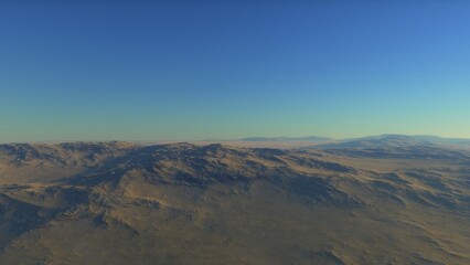Naklejka na ściany i meble Exoplanet fantastic landscape. Beautiful views of the mountains and sky with unexplored planets. 3D illustration. 