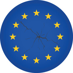 flag of the European Union, Europe and crack  on the stars members of the commonwealth as a symbol of the crisis vector	
