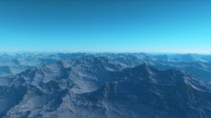 realistic surface of an alien planet, view from the surface of an exo-planet, canyons on an alien planet, stone planet, desert planet 3d render
