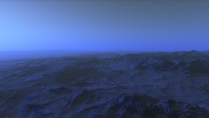 Exoplanet fantastic landscape. Beautiful views of the mountains and sky with unexplored planets. 3D illustration.
