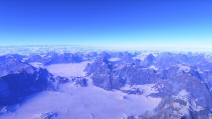 Obraz premium alien planet landscape, science fiction illustration, view from a beautiful planet, beautiful space background 3d render 