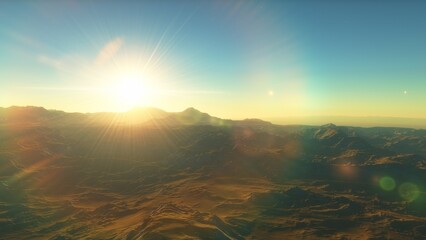 Naklejka premium alien planet landscape, science fiction illustration, view from a beautiful planet, beautiful space background 3d render 