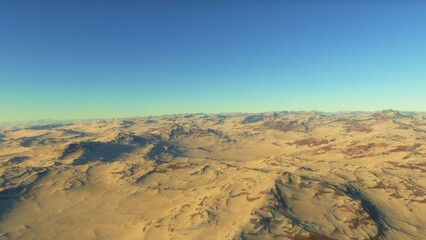 Fototapeta premium alien planet landscape, science fiction illustration, view from a beautiful planet, beautiful space background 3d render 