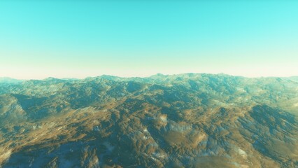 Fototapeta premium alien planet landscape, science fiction illustration, view from a beautiful planet, beautiful space background 3d render 