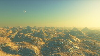 landscape on planet Mars, scenic desert scene on the red planet
