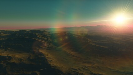 landscape on planet Mars, scenic desert scene on the red planet
