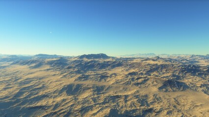 landscape on planet Mars, scenic desert scene on the red planet
