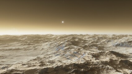 landscape on planet Mars, scenic desert scene on the red planet
