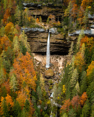 Peričnik waterfall, Slovenia, Pericnik, National park, Tourism. Autumn Colours, beautiful oranges and greens