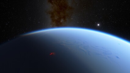 Planets and galaxy, science fiction wallpaper. Beauty of deep space. Billions of galaxy in the universe Cosmic art background 3d render
