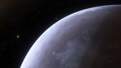 Naklejka premium super-earth planet, realistic exoplanet, planet suitable for colonization, earth-like planet in far space, planets background 3d render 