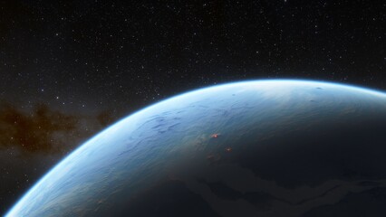 Planets and galaxy, science fiction wallpaper. Beauty of deep space. Billions of galaxy in the universe Cosmic art background 3d render
