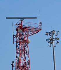 surface movement radar for surveillance to assist air traffic operations  Steel structure tower...