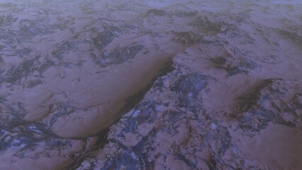 View of the 3d rendering realistic planet mars surface from space.