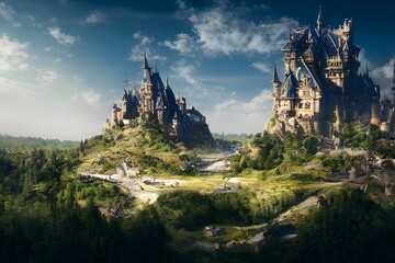 Fototapeta premium A big castle middle of a forest