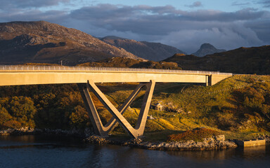 Kylesku Bridge, North Coast 500 Route (NC500).  UIlapool, Scottish Highlands.  