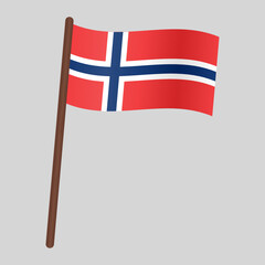Flag of the country Norway. Flag on the flagpole. Vector illustration