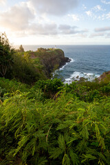 Kilauea Lighthouse, Kauai.  Beautiful Lighthouse perched on cliffside in Hawaii