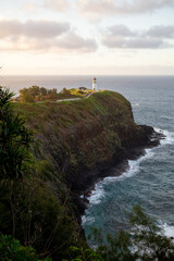 Kilauea Lighthouse, Kauai.  Beautiful Lighthouse perched on cliffside in Hawaii
