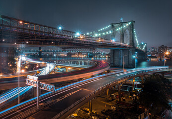 Brooklyn Bridge at night, unique view point.  Long exposure. 
