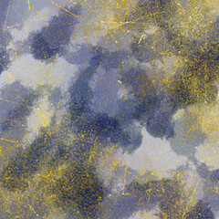 Blue Watercolor Brush Background with Gold Glitters