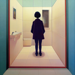 Fototapeta premium woman in the white room, Generative AI