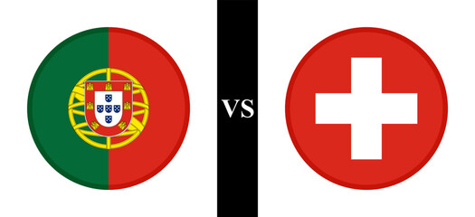 the concept of portugal vs switzerland. flags of portuguese and swiss. vector illustration