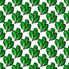 Seamless pattern with hand drawn lettuce. Suitable for packaging, wrappers, surface and fabric design. PNG illustration