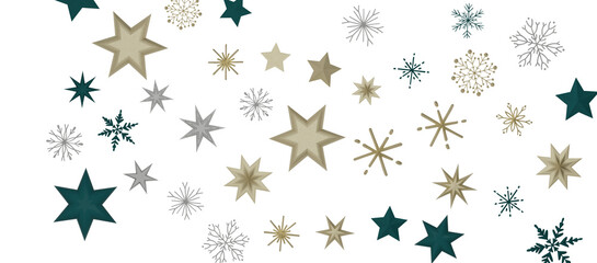 stars background, sparkle lights confetti falling. magic shining Flying christmas stars on night