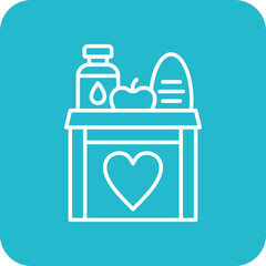 Food Donation Multicolor Round Corner Line Inverted Icon