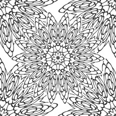 Decorative flower round ornament mandala with floral pattern. Black and a white coloring page . Vector design