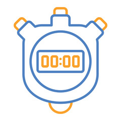 Stopwatch Blue And Orange Line Icon