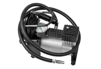 Automobile compressor. Portable air compressor. Mini compressor for tire inflation. 