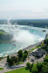 Aerial vertical of the Horseshoe Falls at Niagara Falls, Ontario, Canada