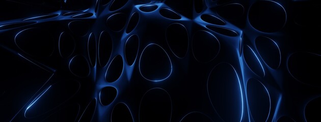 Abstract dark background bionic pattern in design 3d render