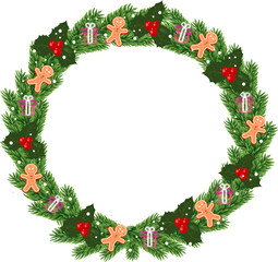 christmas wreath with holly berries