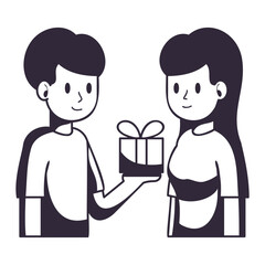 Man give a gift to woman icon