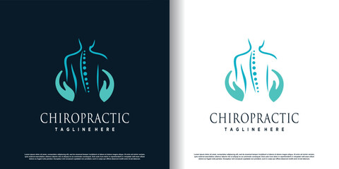 Chiropractic logo design vector with creative abstract concept premium vector