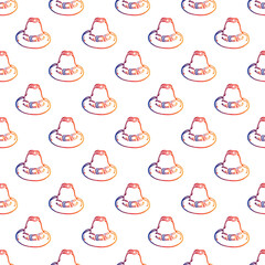 Thanksgiving seamless pattern with hand drawn pilgrim hat. Gradient from orange and deep violet. Suitable for packaging, wrappers, fabric design