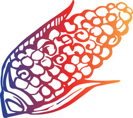 Thanksgiving hand drawn gradient corn. PNG illustration