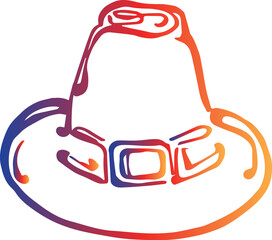Thanksgiving hand drawn gradient pilgrim hat. PNG illustration