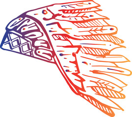 Thanksgiving hand drawn gradient Indian headdress. PNG illustration