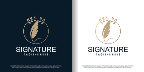Signature logo design with creative concept style premium vector