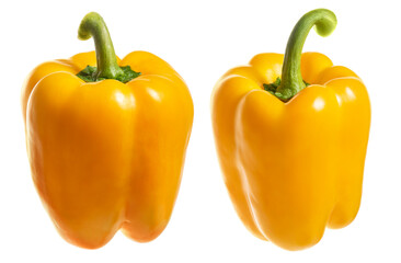 Two ripe yellow paprikas. Isolate on white background