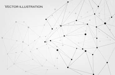 Abstract vector background. Card in a futuristic style. Elegant background for business presentations. Lines, point, plane in 3D space.